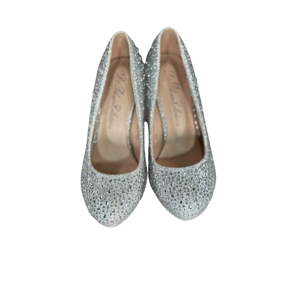 De Blossom Collection Womens Silver Glitter High Heels Size 7.5 - Picture 2 of 9